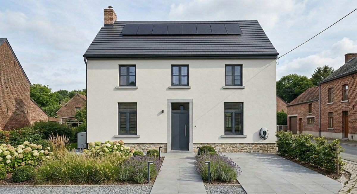 Maison après rénovation — toiture et façade isolées, finitions neuves